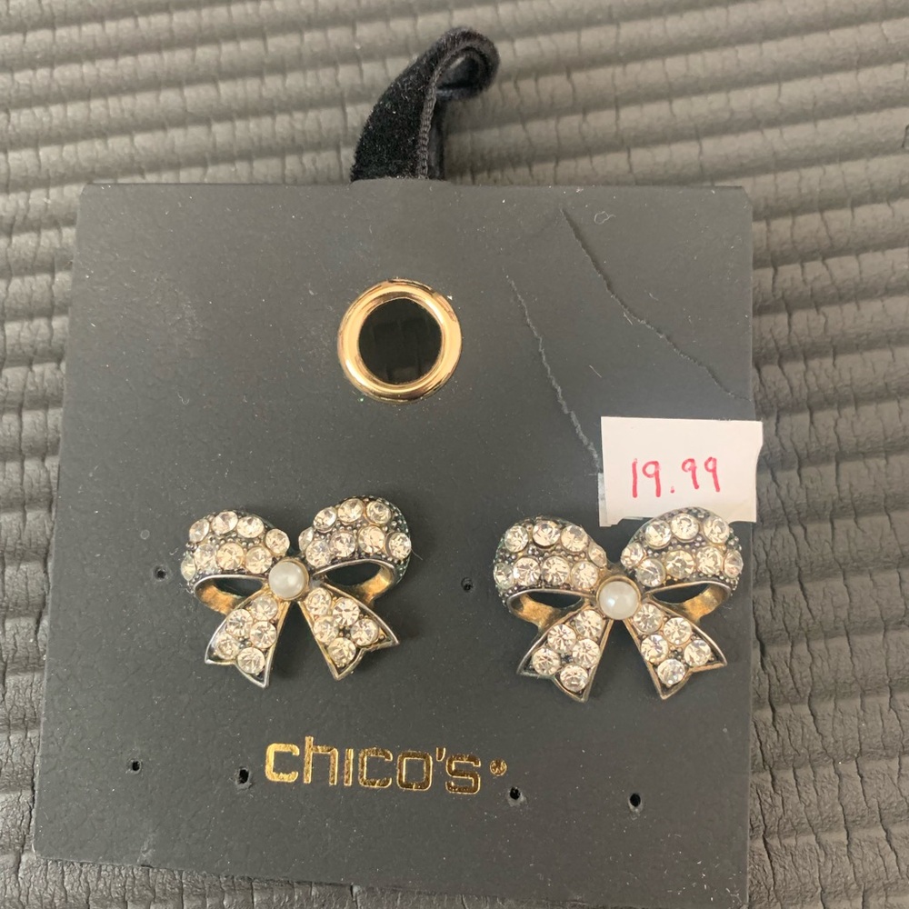 Chico's Rhinestone Bow Earrings